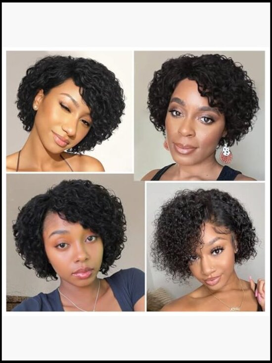 Pixie Cut Wig 100% Human Hair Short Bob Layered Bangs Glueless Breathable main image 5